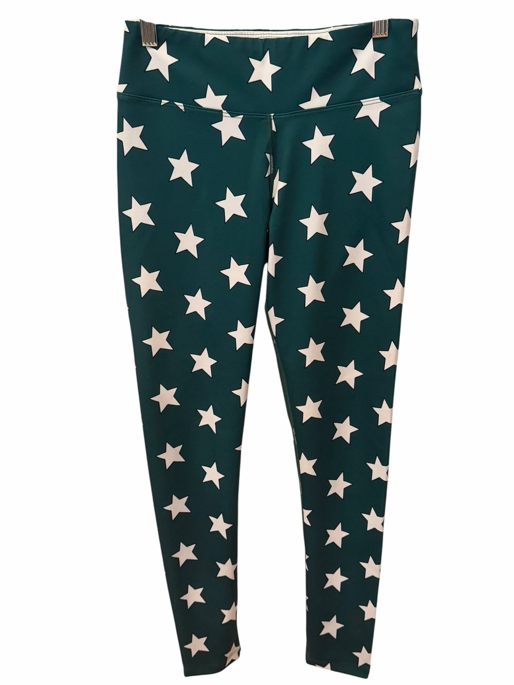 Corey Paige Designs Green White Star Print Leggings Small